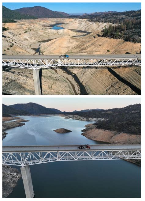Stunning before and after Lake Oroville pictures show rising water levels