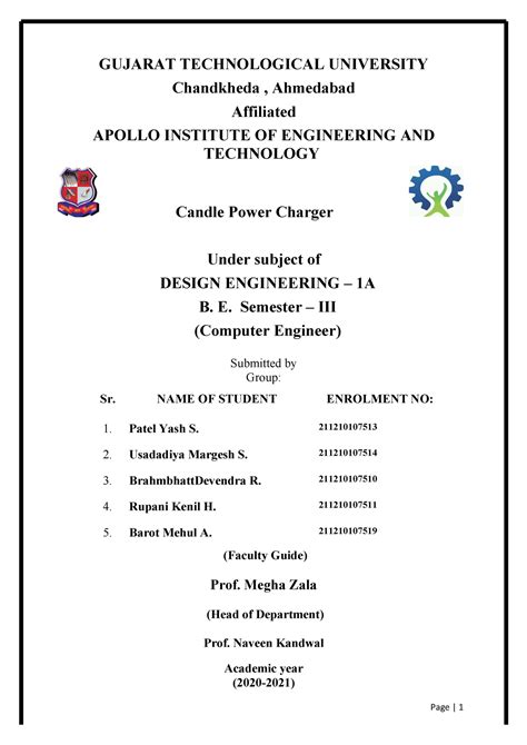Candle power charger - GUJARAT TECHNOLOGICAL UNIVERSITY Chandkheda ...