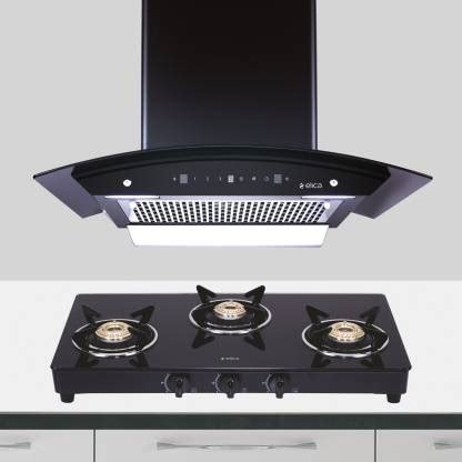 Elica COMBO KITCHENHOOD WDFL 606 HAC LTW MS NERO + COOKTOP 703 VETRO ...
