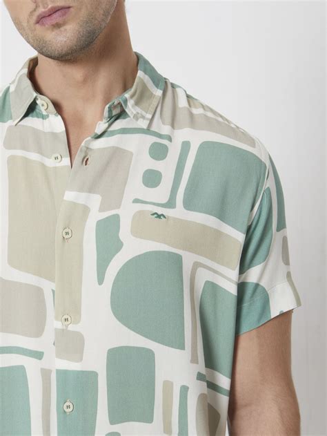 Buy Beige Abstract Print Slim Fit Casual Shirt Online at Muftijeans