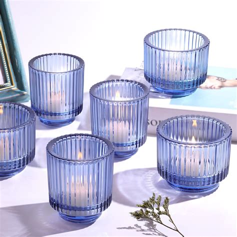 Amazon.com: DEVI 8pcs Blue Votive Candle Holder for Wedding ...