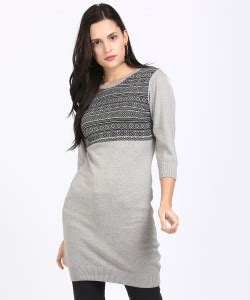NOI Women Sweater Grey Knee Length Dress - Buy NOI Women Sweater Grey ...