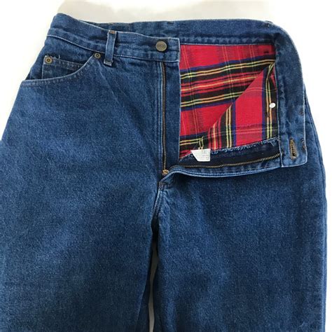 Vintage 90s LL Bean Flannel Lined Blue Jeans / High Rise Waist | Etsy