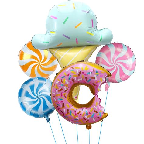 TOYXE Donut Candy Softy Ice Cream Theme Foil Balloons Set of 5 Pcs ...