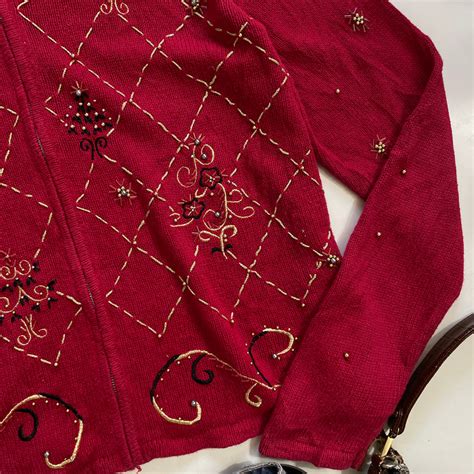 Erika Embroidered Zipper Christmas Sweater - Bust 44 to 48 – Outdated