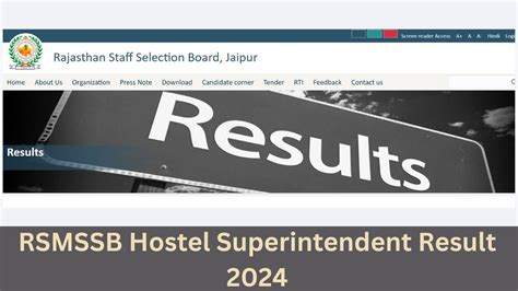 RSMSSB Hostel Superintendent Grade II Result 2024 Declared, Download ...