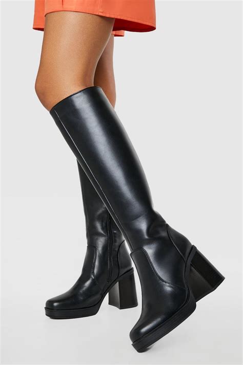Bottes hautes à talon carré | boohoo FR