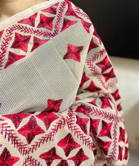 Hand Embroidered Phulkari Saree – Just Phulkari