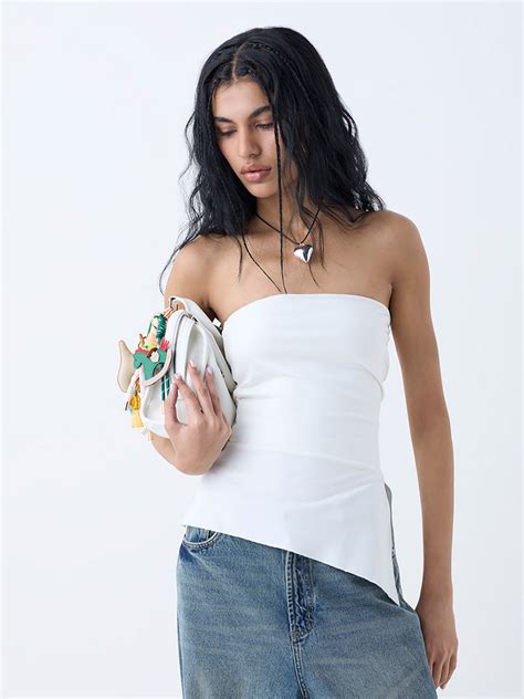 Buy Nuon White Solid Tube Top from Westside