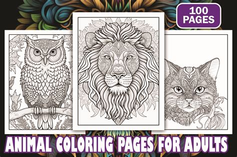 Animal Coloring Book Pages for Adults Graphic by Design Creator Press ...