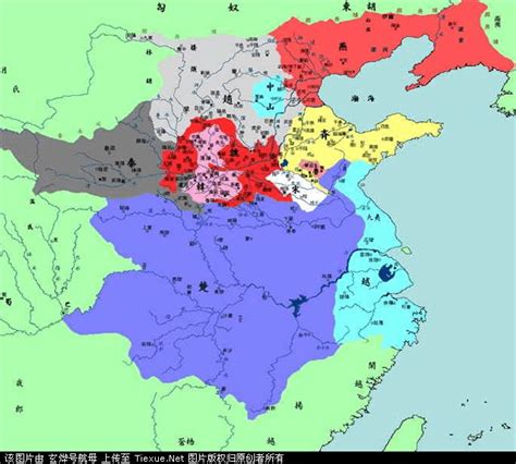 战国七雄位置分布图简图（秦统一前七国地图）-古历史