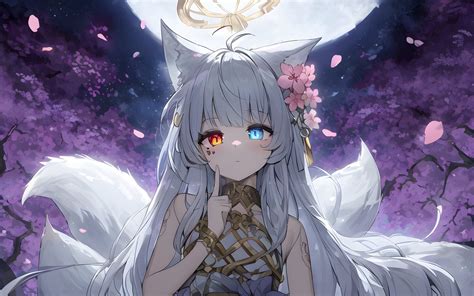 Download wallpaper 1920x1200 girl, neko, kumiho, halo, heterochromia ...