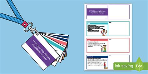 EYFS Lanyard-Sized Observing Children Practitioner Prompt Cards (New EYFS