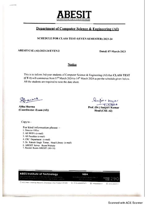 CT-1 AI 3rd Year Schedule - Masters of Business Administration ...