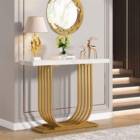 Amazon.com: IDEALHOUSE Console Table Gold Sofa Tables Narrow Entryway ...
