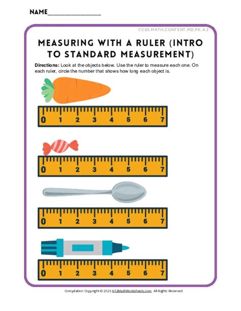 Image result for Beginning Measurement Worksheets
