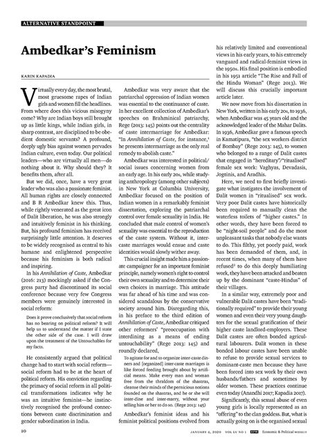 Ambedke'rs feminism, a note on feminism - ALTERNATIVE STANDPOINT 10 ...