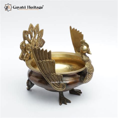 Brass Peacock Design Urli – Traditional Water Décor | Gayatri Heritage