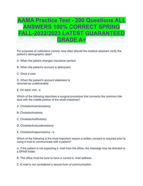 SOLUTION: Aama practice test - Studypool