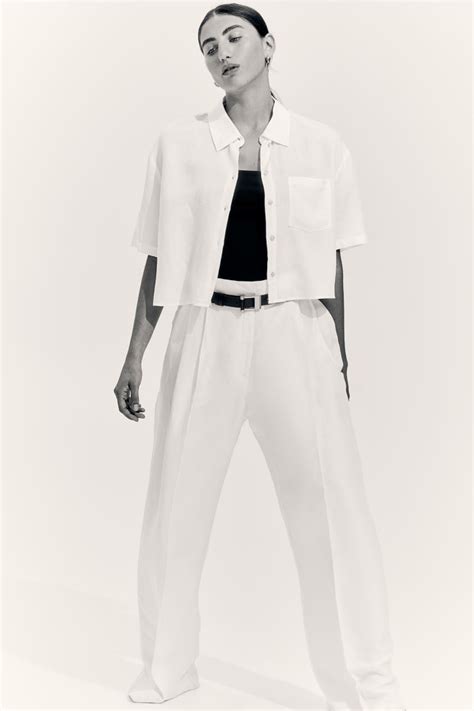 Linen-blend shirt - White - Ladies | H&M IN