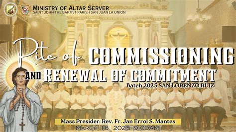 Rite of Commissioning and Investiture of New Altar Servers and Renewal ...
