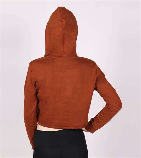 Rustic Brown Crop Hoodie - Yogue Activewear