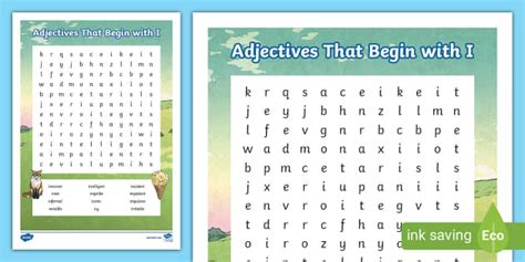 Adjectives That Begin with I Word Search