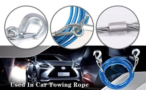 TONSYL 10mm Car Tow Cable Heavy Duty Towing Pull Tow Ropes 5 Tons Wire ...