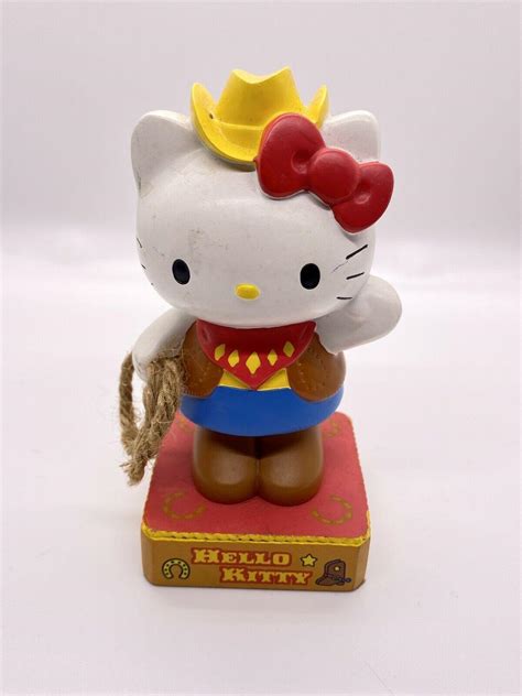 Sanrio HELLO KITTY Cowgirl Figure 2003 Bobble Head Bobblehead Western ...