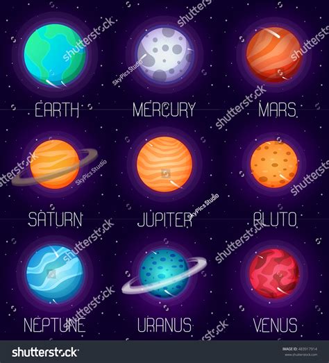 Set Solar System Planets Cartoon Style Stock Illustration 483917914