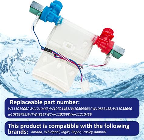 Buy W11101906 Washer Water Inlet Valve Compatible with Whirlpool Amana ...