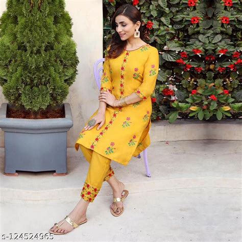 Buy Yellow Pure Heavy Cotton Embroidered & Printed Kurta with Pants For ...