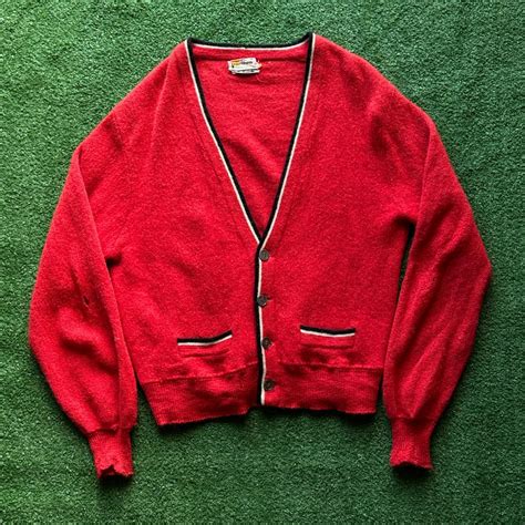 Men's Red and Black Cardigan | Depop