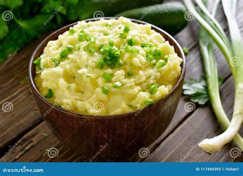 Mashed Potatoes with Green Onion Stock Image - Image of food, dish ...