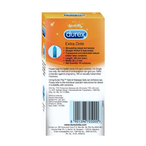 Durex Extra Dots Condoms, 3 Count Price, Uses, Side Effects ...