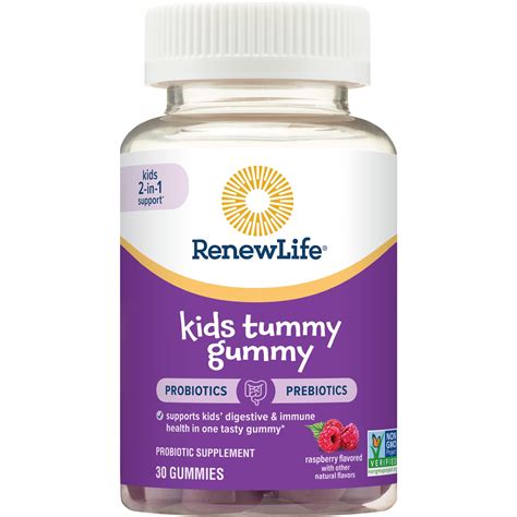 Renew Life Kids Tummy Gummy with Prebiotics and Probiotics, Raspberry ...