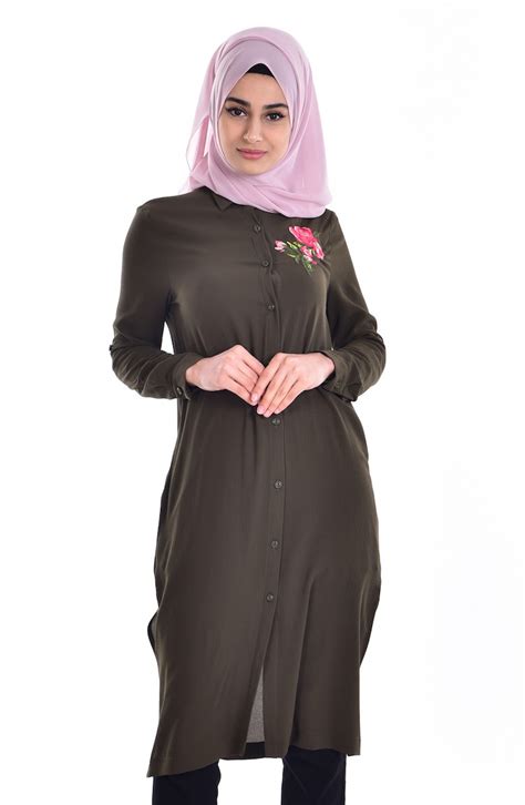 Nakışlı Tunik 6870-06 Haki | Sefamerve