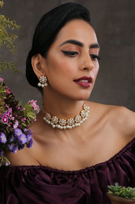 Yejide Polki Silver Choker Necklace Set – Paisley Pop Shop