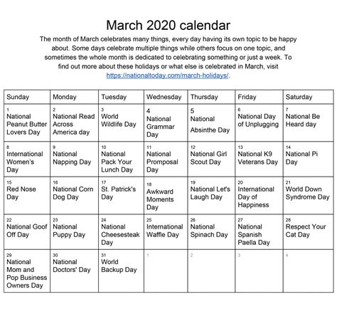 National Celebrations Calendar- March – LHStoday