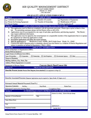 Fillable Online co mendocino ca 11 Section I TYPE OF APPLICATION ...