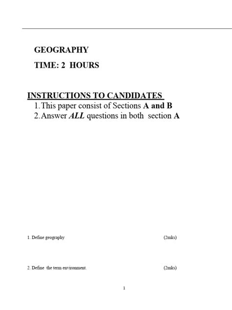 Image result for Form 1 Geography Test