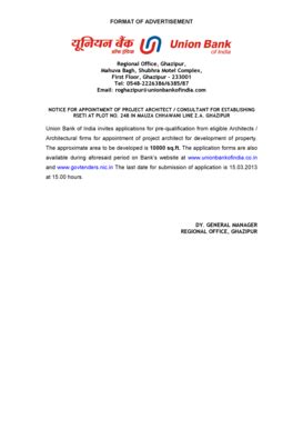 FORMAT OF ADVERTISEMENT - Union Bank Of India - Fill and Sign Printable ...