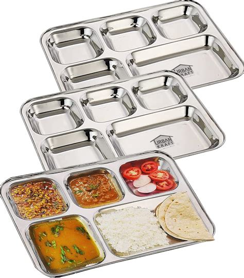 Buy URBAN KRAFT 5In1 Stainless Steel Plates with Compartments/Bhojan ...