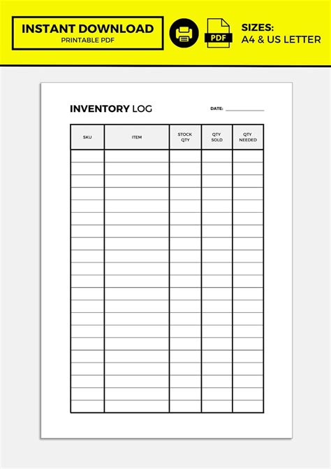 Inventory Par Level Template