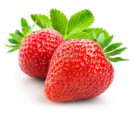草莓,两个物体,白色背景,叶子,浆果正版图片素材下载_ID:137052861 - Veer图库