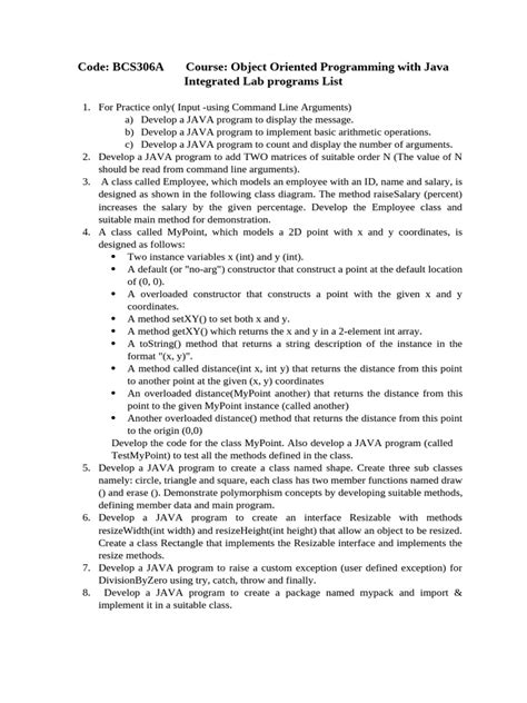 Image result for Java Lab Programs PDF