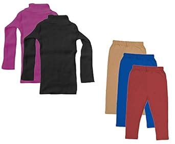KAYU Girl's Combo Pack of Woolen Warm Full Sleeves High Neck/skivvy and ...