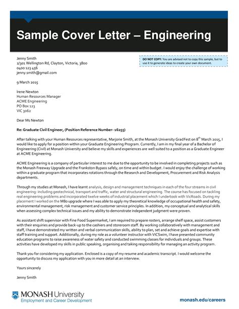 Cover Letter Template For Engineers - Employee Onboarding Template
