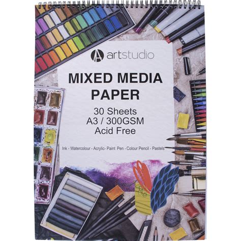 Art Studio Mixed Media Paper Pad - White / A3 | Wilko