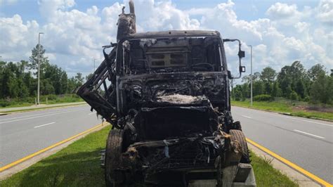 Produce-hauling semitruck catches fire, blocks ramp on Turnpike in Lake ...